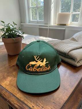 Vintage Cabelas Snap Back Hat/ Cap Green One Size Fits All